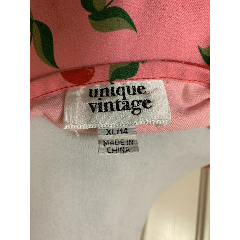Unique Vintage Pink Denim & Cherry Print Fit & Flare Dress XL 14 NWOT - Picture 13 of 13